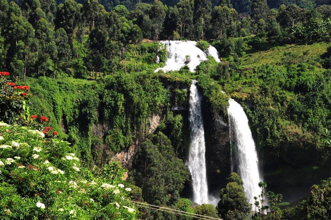 Scenic view of Sipi Falls waterfall
