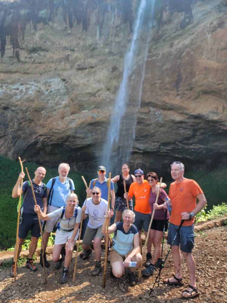 Rita with a group at Sipi Falls
